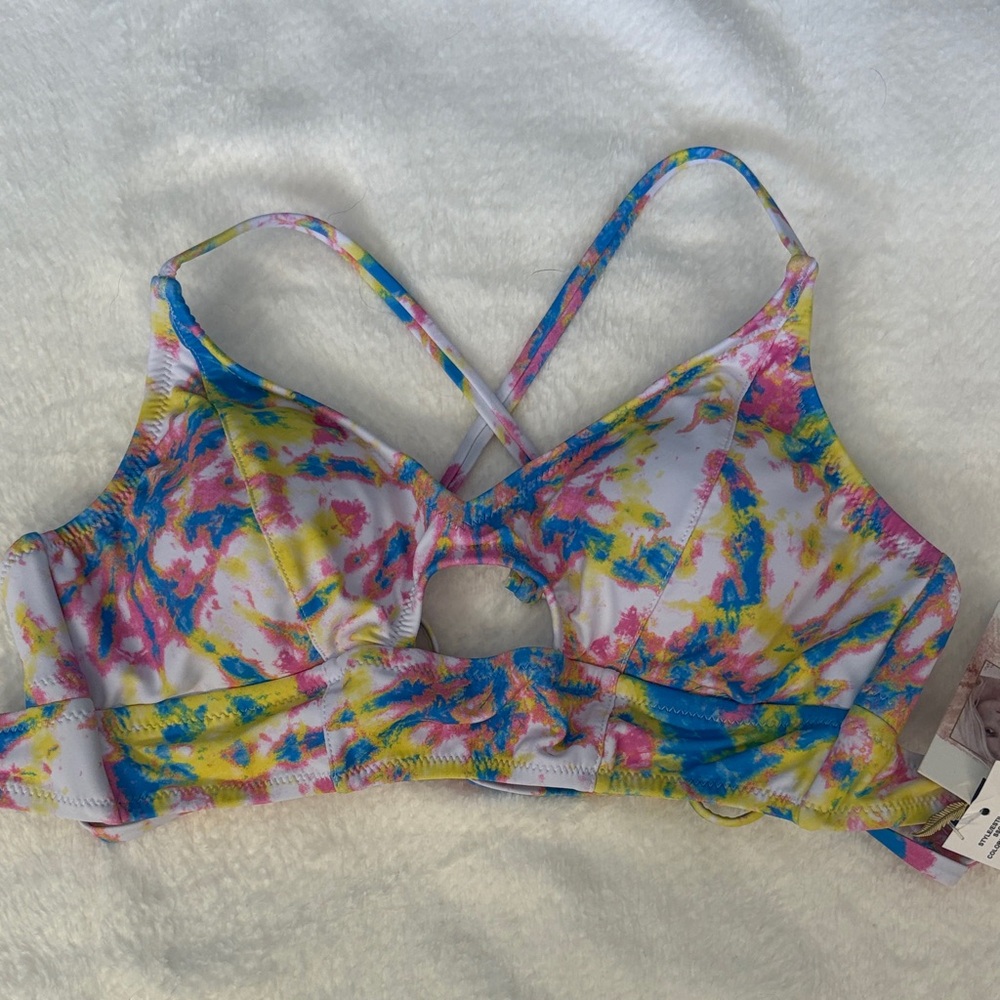 Jessica SimpsonMulticolor Strappy Bikini Top size small NWT